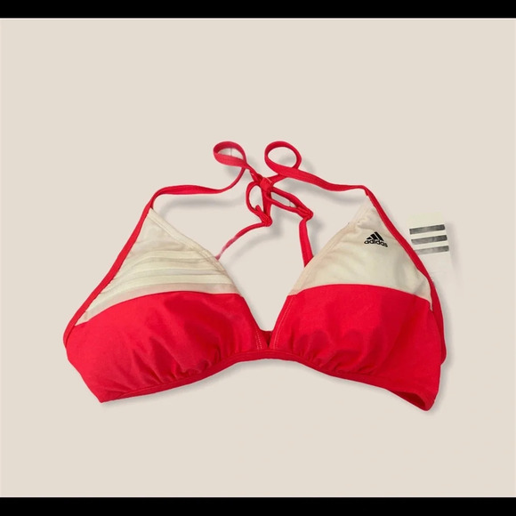 adidas Other - Adidas Bikini Top Cross Back White And Coral Size 16